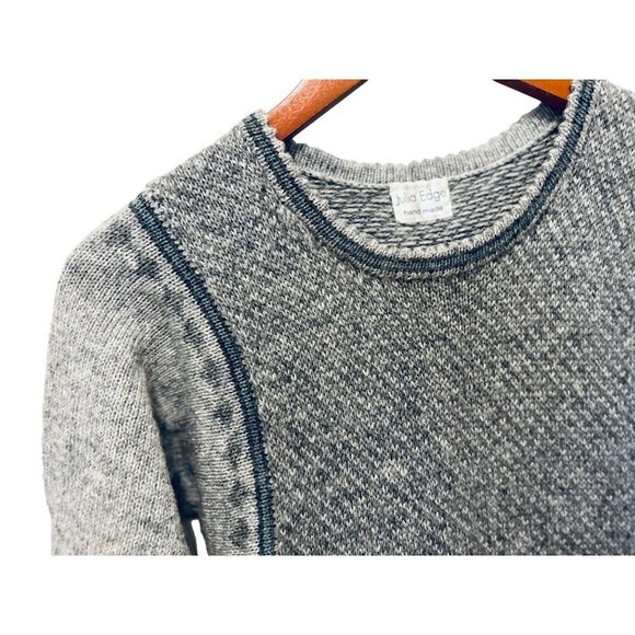 Handmade Knitted A-Line Dress Wool 3/4 Sleeves Gray Color-block Size Small - Picture 3 of 9